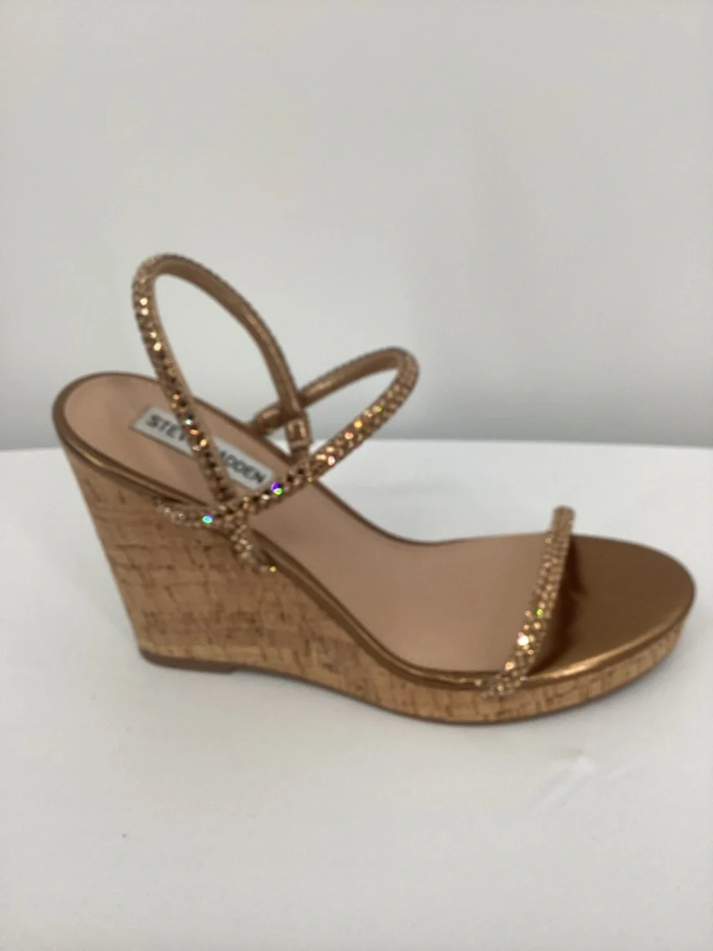 Steve Madden Udell Bronze Rhinestone Cork Wedge Sandals